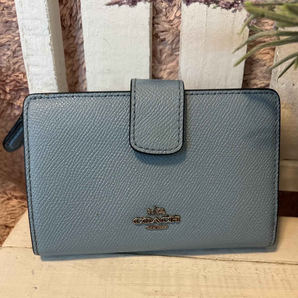 Coach Light Blue Leather Wallet